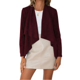 Solid Long Sleeve Flowy Draped Crop Coat Top Casual Loose Jacket Outwear