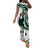 1 Piece Custom Casual Print Short Sleeve Sweatshirt Sweatpant Two Piece