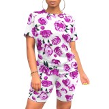 1 Piece Custom Casual Print Short Sleeve Short Set