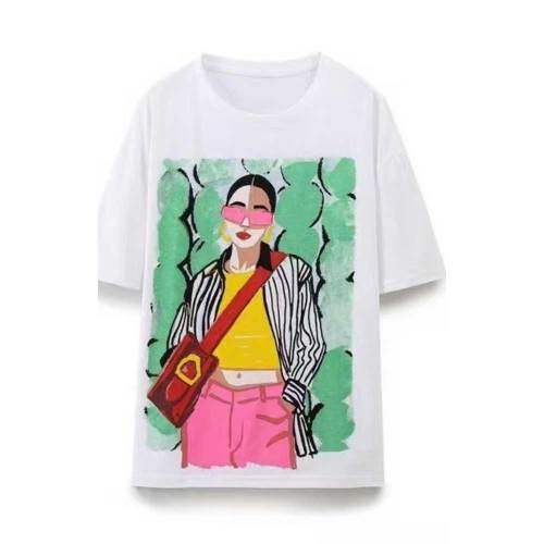 Cotton Short Sleeve Round Neck Printed T Shirt