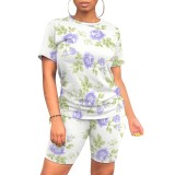 1 Piece Custom Casual Print Short Sleeve Short Set