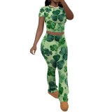 1 Piece Custom Casual Print Short Sleeve Sweatshirt Sweatpant Two Piece