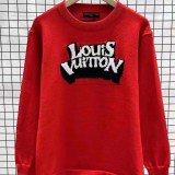 Winter Long Sleeve Round Neck Red Jacquard Knit Sweater