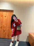 Winter Long Sleeve Round Neck Red Knit Sweater