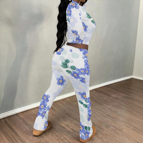 1 Piece Custom Casual Print Long Sleeve Pant Set