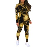 1 Piece Custom Casual Print Long Sleeve Pant Set
