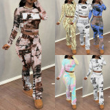 1 Piece Custom Casual Print Long Sleeve Pant Set