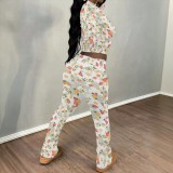 1 Piece Custom Casual Print Long Sleeve Pant Set