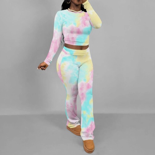1 Piece Custom Casual Print Long Sleeve Pant Set