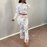 1 Piece Custom Casual Print Long Sleeve Pant Set