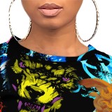 1 Piece Custom Casual Print Short Sleeve Short Set