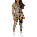 1 Piece Custom Casual Print Long Sleeve Pant Set
