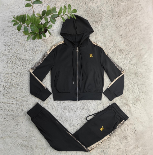 Casual Zipper Hooded Embroidery Sweatshirt Two-piece Set