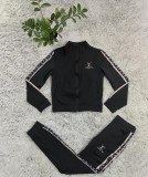 Casual Zipper Embroidery Sweatshirt Two-piece Set