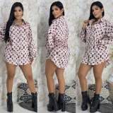 Spring Women's Casual Print Shirts Dress