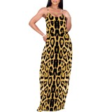 Casual Digital Printing Straps V Neck Long Dresses