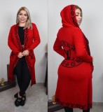 Winter Knitted Hooded Long Cardigan Sweater With Pocket