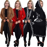 Winter Knitted Hooded Long Cardigan Sweater With Pocket