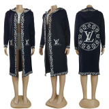 Winter Knitted Hooded Long Cardigan Sweater With Pocket