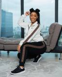 Spring/Autumn Embroidery Fashion Zipper Sweatshirt Sweatpant Two Piece