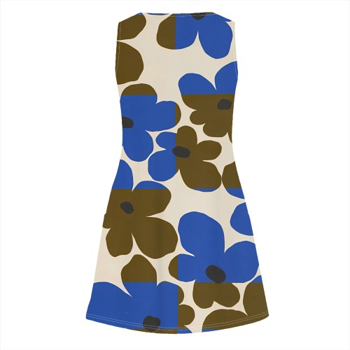 Casual Digital Printing Sleeveless V Neck Club Dresses