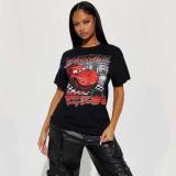 Cotton Round Neck Printed Short Sleeves Graphic T-shirt