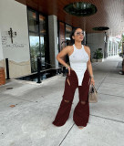 Women Straight Wide Leg Sweatpants Y2k Drawstring Flare Pants