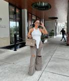Women Straight Wide Leg Sweatpants Y2k Drawstring Flare Pants