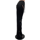 Women Straight Wide Leg Sweatpants Y2k Drawstring Flare Pants