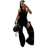 Women Straight Wide Leg Sweatpants Y2k Drawstring Flare Pants