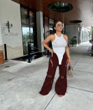 Women Straight Wide Leg Sweatpants Y2k Drawstring Flare Pants
