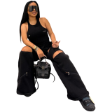 Women Straight Wide Leg Sweatpants Y2k Drawstring Flare Pants
