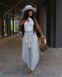 Women Straight Pants Hemp Rope Trousers Pants with Pockets