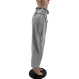 Women Straight Pants Hemp Rope Trousers Pants with Pockets