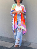 Fashion Digital Positioning Printing Slit Sleeves Kimono