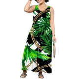 1 Piece Custom Casual Print V Neck Sleeveless Wide Leg Jumpsuits
