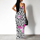 1 Piece Custom Casual Print V Neck Straps Long Dresses