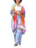 Fashion Digital Positioning Printing Slit Sleeves Kimono