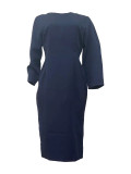Split Hem Zipper Back Midi Dress