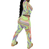 1 Piece Custom Casual Print O Neck Sweatshirt Pant Set
