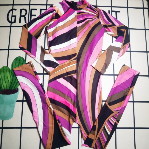 Summer Beach Padded Printed One Piece Long Sleeve Sexy Swimwear