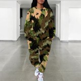 1 Piece Custom Casual Print Two-Piece Sweatshirt Pant Set with Pockets