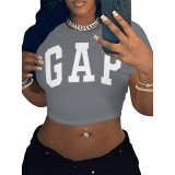 1 Piece Custom Casual Print Letter Crop Top