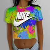 1 Piece Custom Casual Print Letter Crop Top