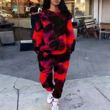 1 Piece Custom Casual Print Two-Piece Sweatshirt Pant Set with Pockets