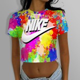 1 Piece Custom Casual Print Letter Crop Top