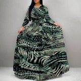 1 Piece Custom Casual Print Long Sleeve O Neck Long Dresses