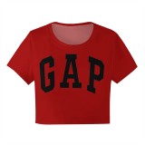 1 Piece Custom Casual Print Letter Crop Top