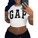 1 Piece Custom Casual Print Letter Crop Top