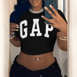 1 Piece Custom Casual Print Letter Crop Top